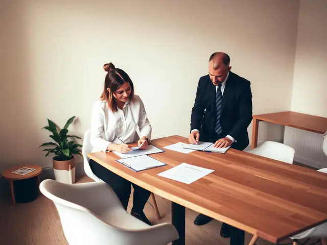 QuickLease advisors reviewing property documents with a client